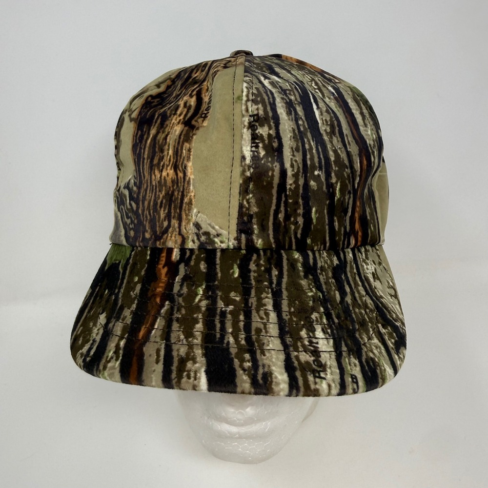 Vintage Realtree Camo Baseball Hat Made in USA Leather Strap Adjustable Cap